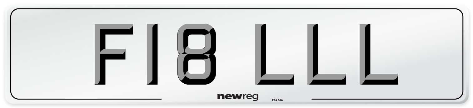 F18 LLL Number Plate from New Reg
